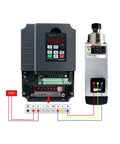 Badass 6KW Spindle Motor Kit Paired With 7.5KW VFD Inverter For CNC Router Jobs showing connections and controls for 220V setup.