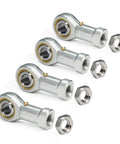 PHSB6 Rod End Bearings With Three Eighths Inch Bore And Three Eighths Twenty Four Right Hand Female Thread Pre Lubricated Includes Jam Nuts Four Pack Durable Steel Body High Misalignment Capability Up To Nine Degrees, with jam nuts