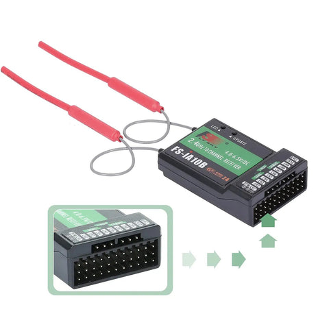 10 Channel FS-iA10B 2.4GHz AFHDS 2A Receiver For RC Drones, Airplanes, Gliders, And Helis, Stable Signal, Easy Install