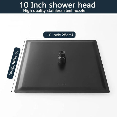 Complete Matte Black Shower System With 10 Inch Square Rain Shower Head And Handheld High Pressure Brass Valve Rough In Kit And Trim