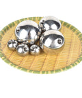 OqcEha stainless steel piercing replacement balls with M8 threaded holes; set of polished spheres in multiple diameters on a woven tray