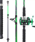 Progressive Glass Fishing Rod and Reel Combo 7ft Medium Heavy for Catfish Salmon and Steelhead, Green Right Handed Reel