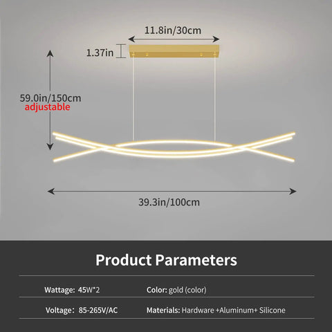 Lit Lightning Shaped LED Chandelier Pendant Light With Remote Control Adjustable 3000K To 6500K Color Temperature size diagram