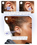 Calmer Noise Reducing Ear Plugs Alternative For Stress Free Focus And Travel, silicone mini purple ear plugs in use
