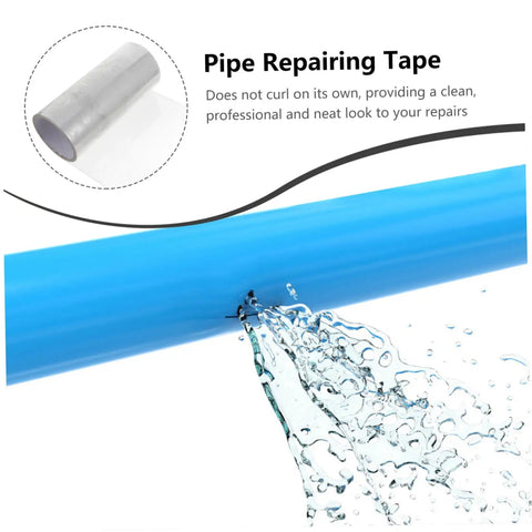 Heavy Duty Waterproof Leak Repair Tape For Plumbing And Outdoor Quick Fix Watertight Seal shown stopping water leak in pipe