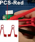 10-Piece Universal Meter Probe Tweezers Stand For Multimeter Testing, Hands-Free Probe Holder Clamp For Wires, Precision Tool Set For DIY Electronics, Black, red probe clip on PCB