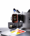 Close-up of electrical connector on Straight Swap Cooling Fan Assembly Compatible With 2006 2011 Honda Civic Engine Radiator Motor Replacement.