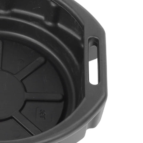 The Ultimate Heavy Duty Oil Drain Pan Kit Holds Four Gallons With Non Spill Pour Spout For Easy Car Maintenance And Fluid Catching During Coolant Changes, black plastic side handle