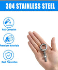 5 Pack M8 Stainless Steel Eye Bolts With Hex Nuts Flat And Spring Washers 30mm, 304 stainless steel eye bolt in hand
