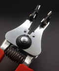 Top Tier Automatic Wire Stripper Slick Cable Crimper And Diagonal Cutter Plier With Smooth Ratchet Action close-up detail of gripping jaws.