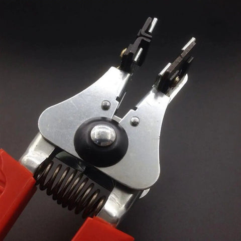 Top Tier Automatic Wire Stripper Slick Cable Crimper And Diagonal Cutter Plier With Smooth Ratchet Action close-up detail of gripping jaws.
