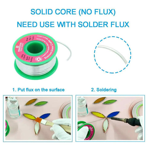 3.0mm Lead Free Solder Wire For Stained Glass Crafting, Solid Core No Flux Solder For Glass Art shown in use