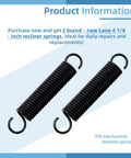 Dead Nuts Reliable Recliner Extension Springs Four Point Seven Five Inch Heavy Duty Replacement Parts Smooth Glide Mechanism, set of 2 black steel springs.