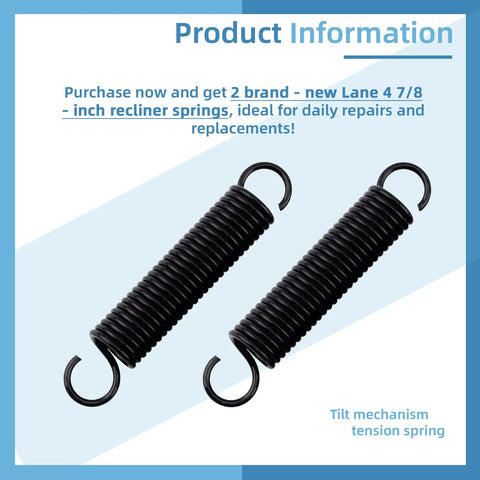 Dead Nuts Reliable Recliner Extension Springs Four Point Seven Five Inch Heavy Duty Replacement Parts Smooth Glide Mechanism, set of 2 black steel springs.