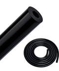 Black Silicone Vacuum Tubing Hose For Car Buffs And DIYers One Quarter Inch ID 6mm 10 Ft Long shown rolled and close-up end view