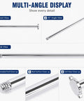 Multi-angle views of Counterweight Rod For Telescope 12mm By 21cm 8.3in Metal Balance Shaft with threaded tip and end stopper.