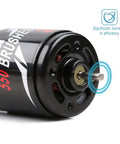 Close-up of 550 Brushed Waterproof 3-Slot Motor For 1/10 RC Car With 12T Pinion, showing durable shaft design and efficiency feature.