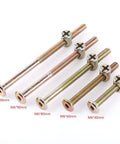 M6 X 60mm Barrel Bolt Nuts Heavy Duty Cross Dowel Connectors Thick Galvanized Steel Hardware displayed with other sizes.