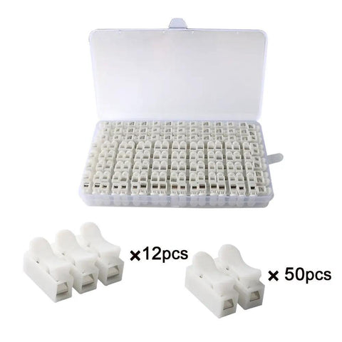 Premium Spring Wire Connectors Kit 62Pcs Quick Spring Cable Clamp Terminal Block For LED Strip Wiring, 50Pcs CH2 And 12Pcs CH3