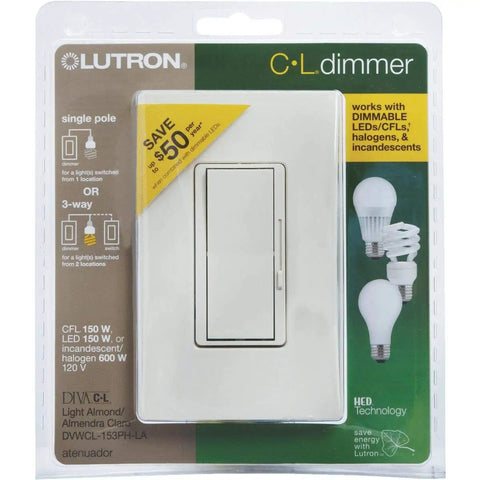 LED Dimmer Switch For Dimmable LED Halogen And Incandescent Bulbs With Wall Plate 150W Max packaging