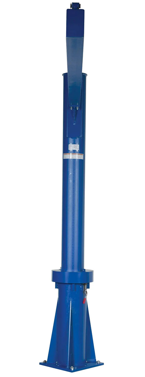 Built Like A Tank Premium Transportable Multi Station Jib Crane with sturdy blue design, featuring a robust base and anchor.