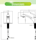 Dimensions diagram of Pull-Out Laundry Faucet With Single Handle, 4.0 GPM Flow, Deckplate Included, Universal 1 Or 3 Hole Install, Matte Black Finish