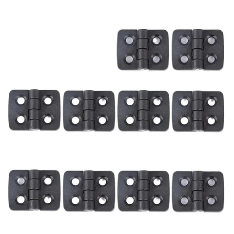 Rotating Concealed Hinges For Electric Boxes And Cabinets, Black Plastic Butt Hinges, Beefy Heavy Duty Load Bearing, arranged in rows