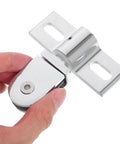 Close-up of Four Sets Silver Alloy Heavy Duty Shower Door Hinges With Dual Opening For 812mm Frameless Tempered Glass Showers.