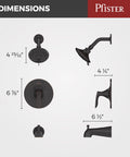 Five Spray Multi Function Shower Head With Single Handle Tub And Shower Trim Kit Tub Spout Tuscan Bronze Finish dimensions