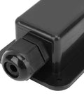 Close-up of black Easy Install ABS M20x1.5 Cable Entry Gland for 6mm2 to 12mm2 wires showing weatherproof sealing solution.