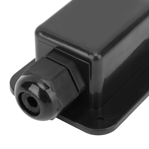 Close-up of black Easy Install ABS M20x1.5 Cable Entry Gland for 6mm2 to 12mm2 wires showing weatherproof sealing solution.