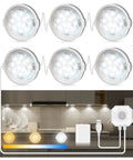 Motion Sensor Under Cabinet Lights For Kitchen And Closet Auto On Off LED Under Cabinet Lighting With 3 Color Temperatures 3500K 4500K 6500K Bright Energy Efficient And Easy To Install shown in packaging with warm and cool light displays.