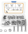 144 Piece Metric Stainless Steel Screw Nut Washer Set For Woodworking And DIY Projects, M5 hardware kit in storage case