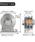 Heavy Duty Double Groove Cable Fixed Pulley Block With Built-In Bearings In Stainless Steel, dimensions shown
