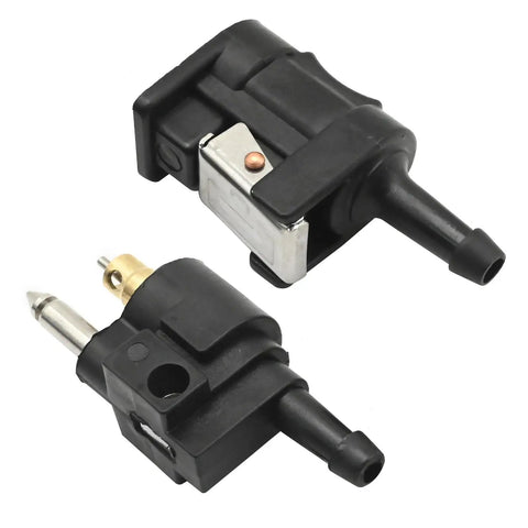 Two Pack 1/4 Inch 6mm Barb Fuel Line Quick Connectors, Female To Male Quick Couplers For Yamaha Outboard And Universal Marine Fuel Lines, Brass And Aluminum Fittings, Durable Replacement Part