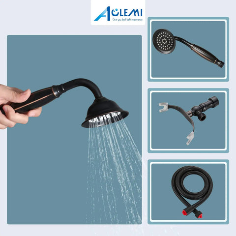 Oil Rubbed Bronze Clawfoot Tub Filler With Wall Mount, Vintage Style Tub Faucet With Handheld Shower components.
