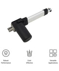 Heavy Duty 12V Electric Linear Actuator With 20 Inch Stroke And 400 Lbs Thrust IP66 Water Resistant For Automation, Manufacturing And Automotive Projects visible on a white surface.