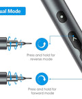 28 In 1 Cordless Electric Screwdriver Kit With 24 Bits Mini Pro Grade Power Precision Tool showing dual mode buttons