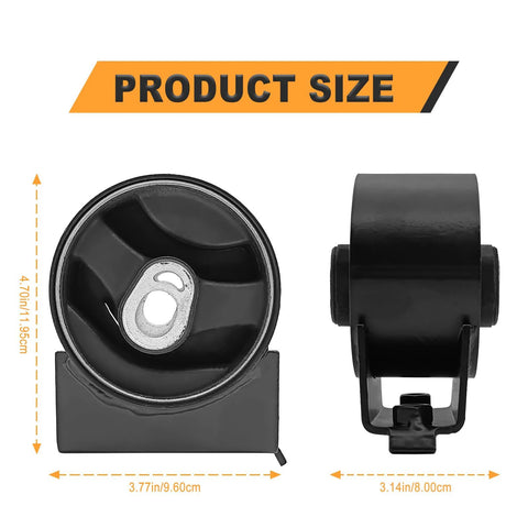 Front Engine Motor Mount For VW Routan 2011 2014 And Chrysler Town And Country 2011 2016 Grand Caravan 2011 2019 Ram Cargo Van 2012 2015 Replace OE 5273883AD A5665 EM-4050 For Smoother Ride With Strong Shock Absorption, front and side view with dimensions