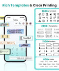 No Sweat Bluetooth Mini Label Maker With Compact Thermal Printer And Smooth App Connections Delivers Ultra Crisp German Engine Prints for various label templates on screen.