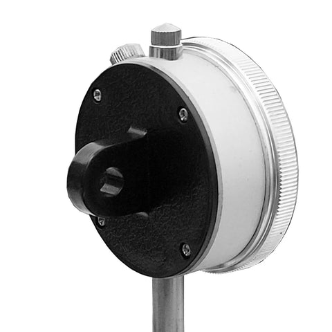 Side view of Garage Ready 0 To 10 mm Clock Dial Test Indicator with 0.01 mm precision and 1/4 inch lug hole for mounting.