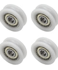 Nylon Pulley Wheel Set For Guide Rail And Flat Roller U Shape Groove Nylon Plastic Pulleys 4x18x6mm White 4 Pieces Built To Last, four white pulleys