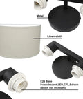 2 Light Linen Fabric Boho Hallway Wall Sconce Indoor Light Fixture Dual Vintage Industrial Hardwired Half Moon Semicircle Textile Shade Cozy Chic Vibe With E26 Socket For Bedroom Living Room Corridor And Study showing textile shade and E26 base close-up.