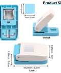 1 Inch Square Hole Punch For Crafting And Scrapbooking, detailed size display, blue and white design with lock and unlock features