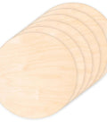 Four 18-inch round unfinished plywood boards, natural wood, top-view for crafts.