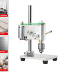 Compact Mini Drill Press Portable Bench Top Electric Tool For Metal Wood Jewelry Diy Crafts Precision Drilling Up To 4500Rpm detailed view of aluminum frame with motor and chuck.