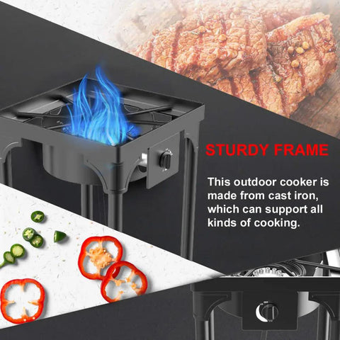 Go To Portable Propane Stove For Outdoor And Indoor Use With Single And Double Burners, premium gas flame with sturdy frame
