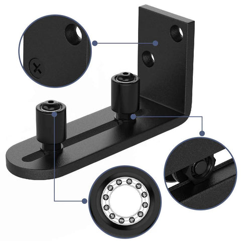 Sliding Barn Door Floor Guides Adjustable Stay Roller Hardware Kit Set of 2 with Smooth Ball Bearings and Flat Bottom Design