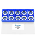 Ten Pack 16mm Round Carbide Inserts For Woodturning Lathe Finisher Tools R16x3mm 30 Degree Cutting 3mm Thick With Countersunk Hole Fits Ci0 Full Size And Pro Series Easy Finishers in blue plastic case
