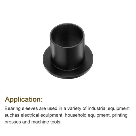 Heavy Duty 8 Pack Black Pom Flanged Sleeve Bearings Built Tough For Smooth Zero Drag Rotation And Crush Proof Wear Resistance On Hot Rods And Daily Drivers 25 Mm Bore 28 O D 30 Length showing a single black flanged sleeve bearing.